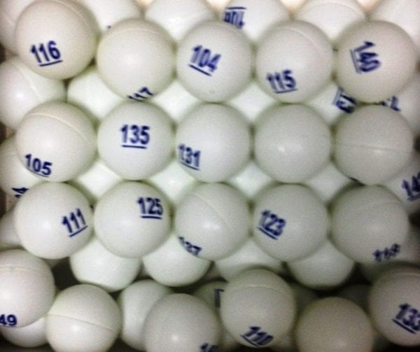 Ping Pong Raffle Balls - Numbered 1-200