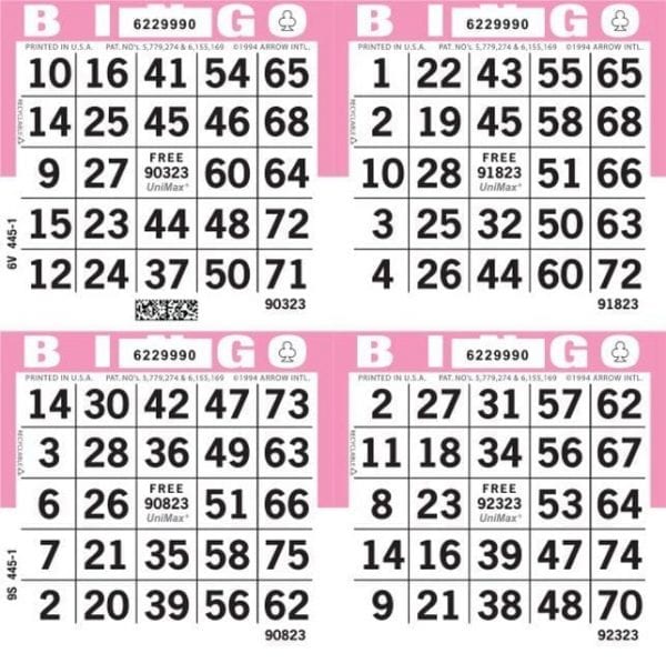 LOWEST PRICE- 4 Square Bingo Paper 125 Sheets - Closeout