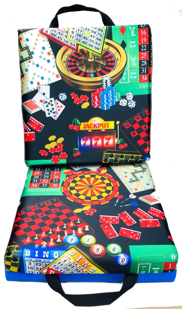 NEW Games of Chance Double Seat Cushion Blue Abbott Bingo Products