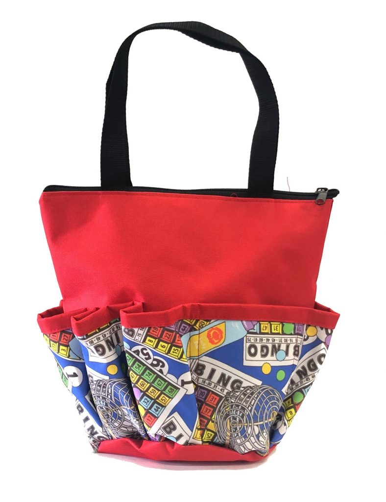 Bingo Cages 10 Pocket Dauber Bag w/Zipper- Red