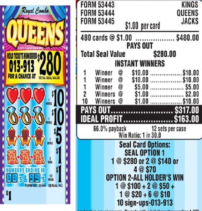 $280 TOP – Form # 53444 Queens $1.00 Bingo Event Ticket