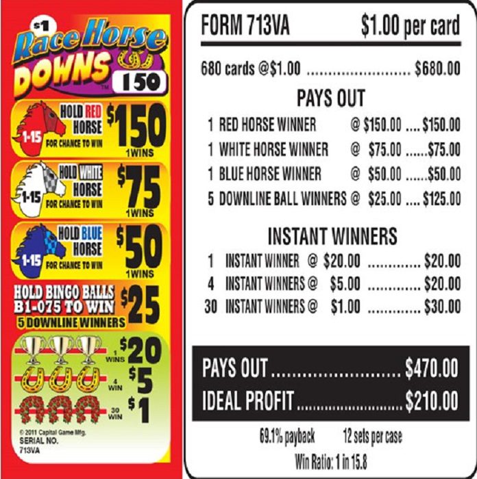 $150 TOP – Form # 713VA Race Horse Downs $1.00 Bingo Event Ticket
