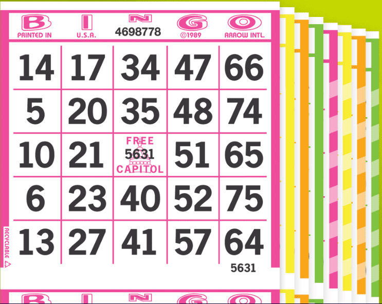 3-Face Vertical Fluorescent Bingo Paper – Package