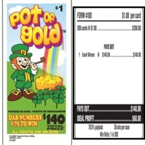 $140 TOP - Form # 410D Pot Of Gold $1.00 Bingo Event Ticket
