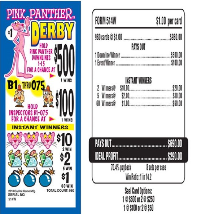 $500 TOP – Form # 514W Pink Panther Derby $1.00 Bingo Event Ticket