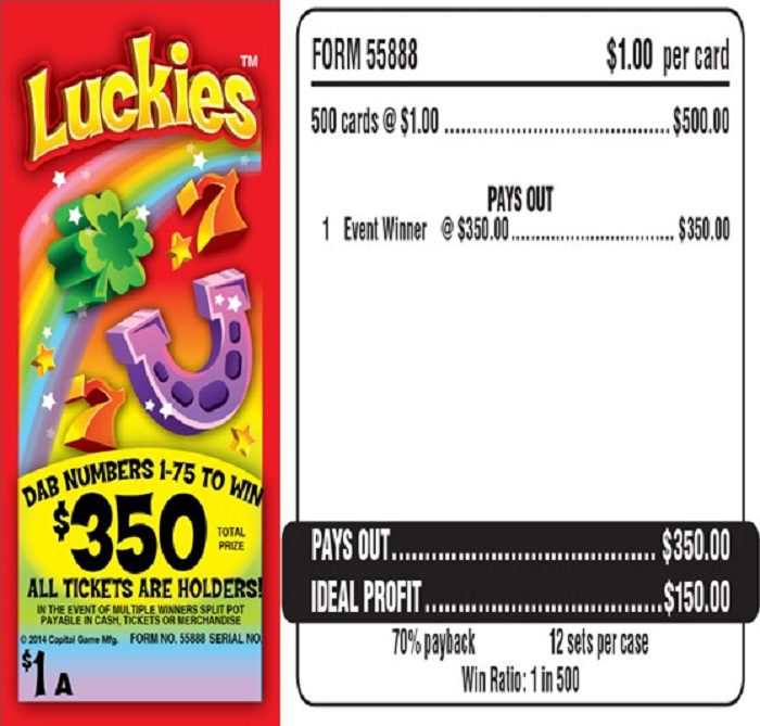 $350 TOP – Form # 55888 Luckies $1.00 Bingo Event Ticket