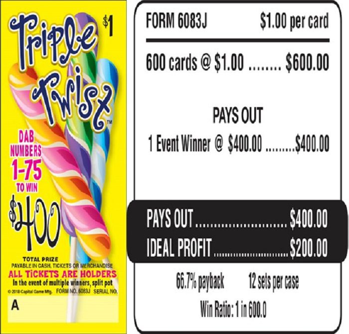 $400 TOP – Form # 6083J Triple Twist $1.00 Bingo Event Ticket