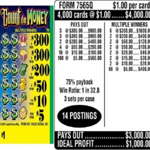 $1.00 Instant Ticket - $300 TOP ($5 Bottom) - Form # 7565Q Count de Money (3-Window)