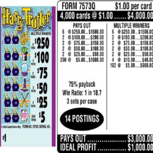 $1.00 Instant Ticket - $250 TOP ($5 Bottom) - Form # 7573Q Harry Trotter (3-Window)