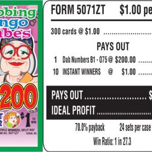$1.00 Bingo EVENT Ticket - $200 TOP - Form # 5071ZT Dabbing Bingo Babes