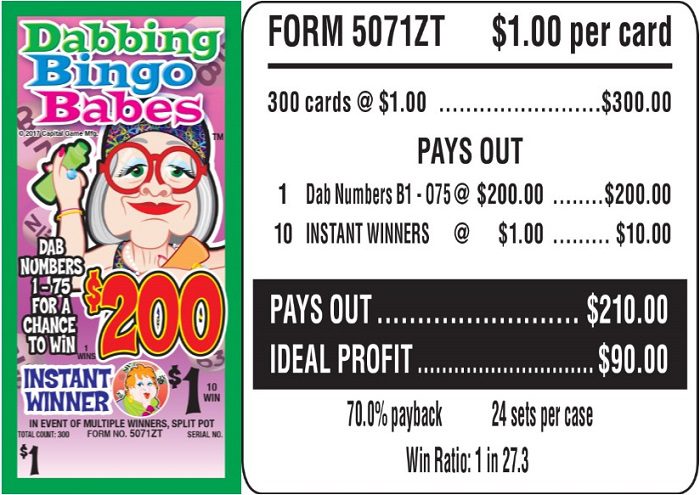$1.00 Bingo EVENT Ticket – $200 TOP – Form # 5071ZT Dabbing Bingo Babes