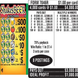 $1.00 Instant Ticket - $500 TOP ($5 Bottom) - Form # 7046R Shakesbeer (3-Window)