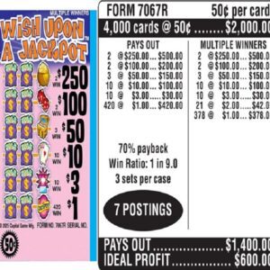 $0.50 Instant Ticket - $250 TOP - Form # 7067R Wish Upon A Jackpot (3-Window)