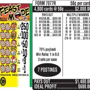 $0.50 Instant Ticket - $250 TOP - Form # 7077R Feast Mode (3-Window)