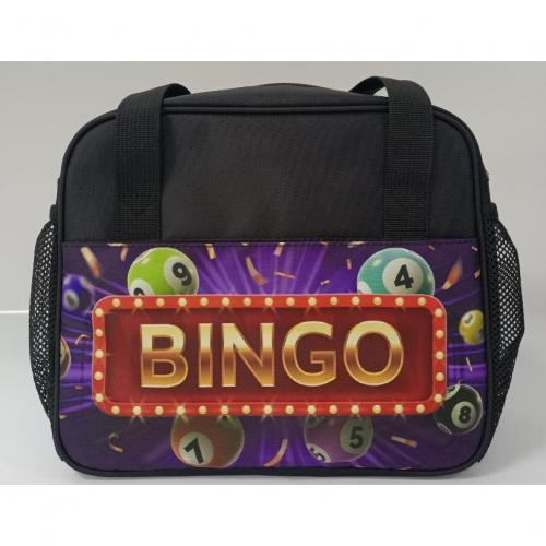 Zippered Bingo Kit w/ Bingo Marquee Graphic – Plus 2 Velcro Pockets and 2 Dabber Pockets