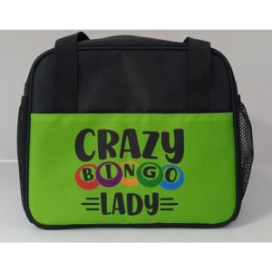 Zippered Bingo Kit w/ Crazy Bingo Lady Graphic - Plus 2 Velcro Pockets and 2 Dabber Pockets