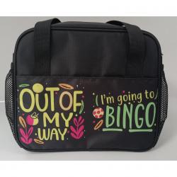 Zippered Bingo Kit w/ Out Of My Way Graphic - Plus 2 Velcro Pockets and 2 Dabber Pockets