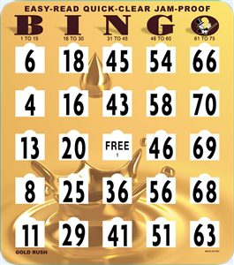 Bingo Jumbo Jam-Proof Quick-Clear Shutter Cards - GOLD
